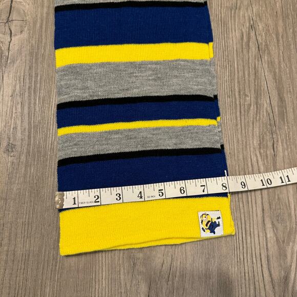 Universal Studios Minions Scarf Striped 50” X 9” Blue Yellow Gray Casual Fun - Picture 2 of 5